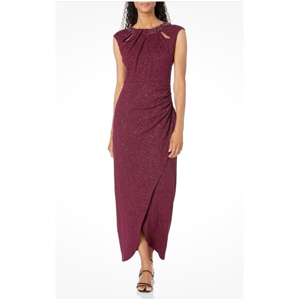 NEW NWT SLNY Cap Sleeve Long Keyhole Dress